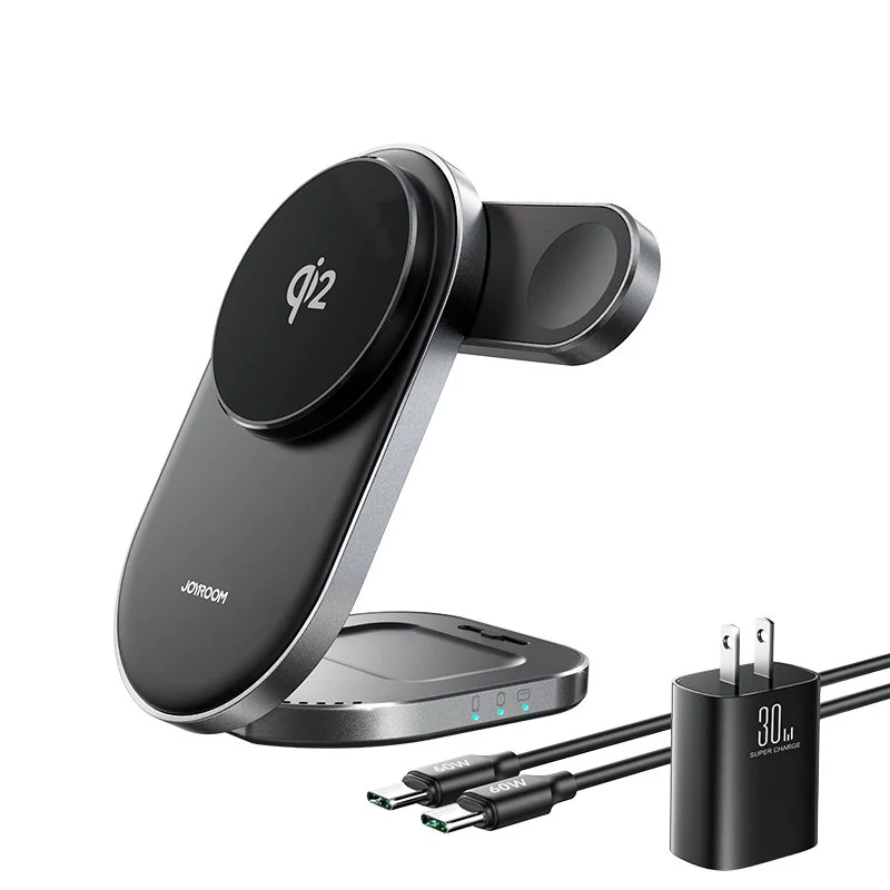 3-in-1 Foldable Magnetic Wireless Charging Stand for iPhone, Apple Watch & AirPods