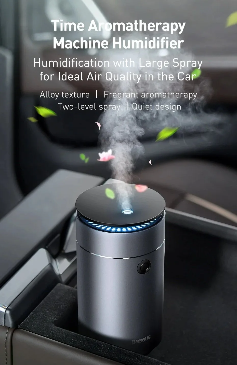 Compact Car Air Humidifier & Essential Oil Diffuser with Nano Purifier