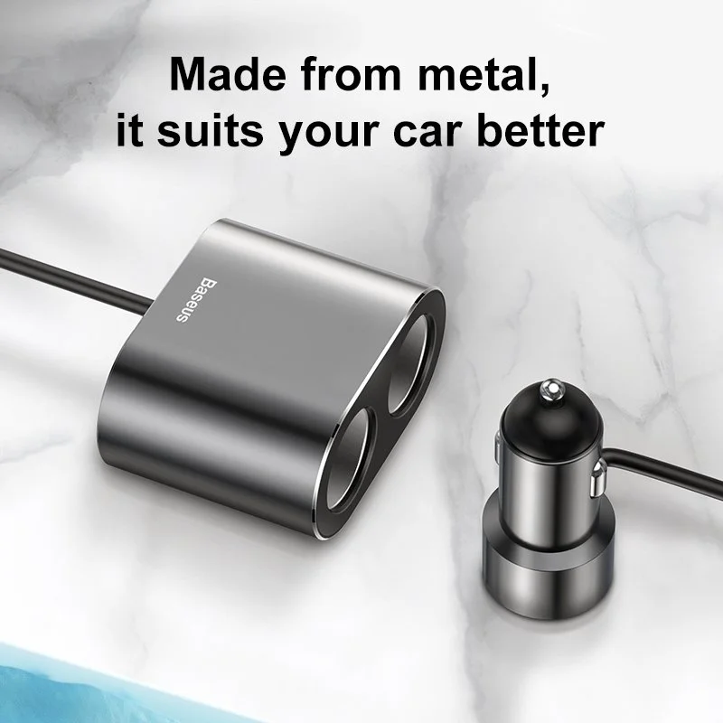 12V-24V Dual USB Car Charger & Cigarette Lighter Splitter 100W Power Adapter