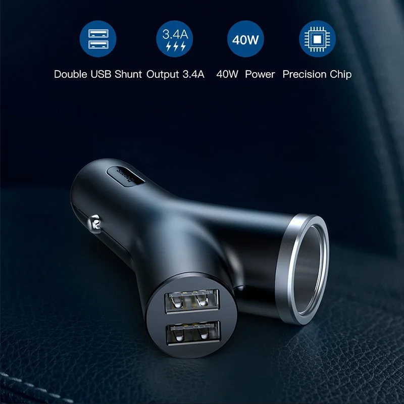 Dual USB Car Charger Fast Charging Adapter for iPhone, Samsung & Xiaomi