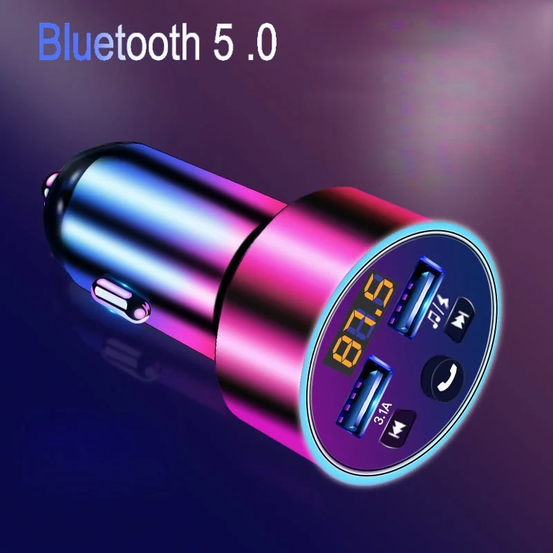 Bluetooth 5.0 FM Transmitter Car Charger with Handsfree & USB Audio