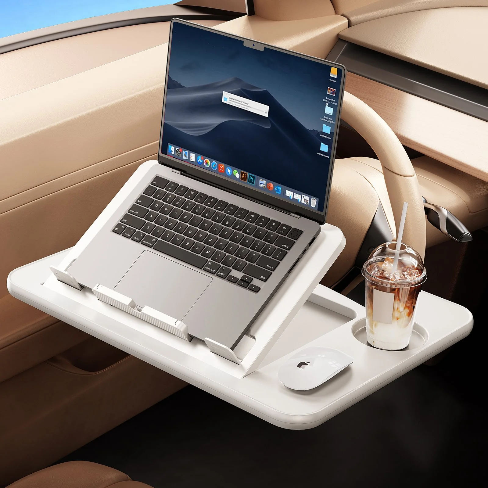 Portable Foldable Car Steering Wheel Desk for Laptop & Meals
