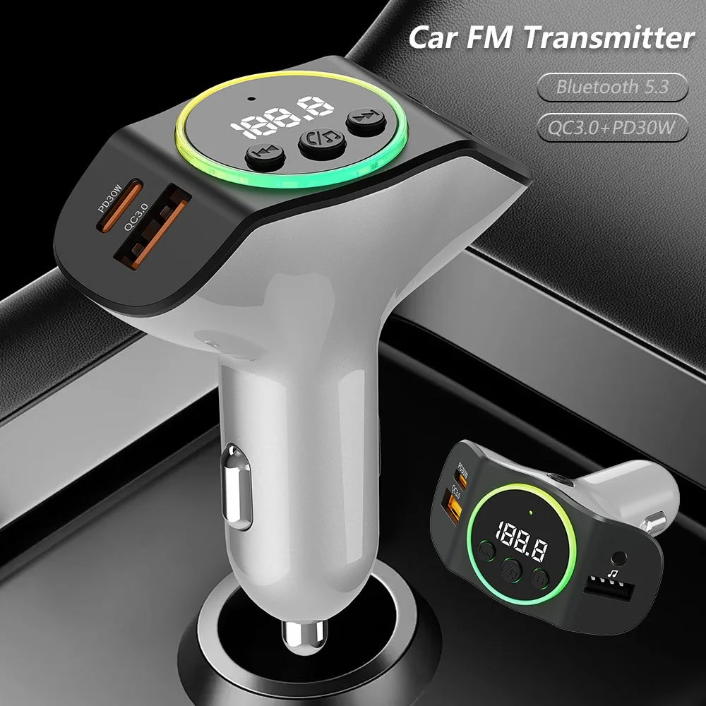 QC3.0 Bluetooth 5.3 FM Transmitter Car MP3 Player with Fast Charging USB-C Adapter