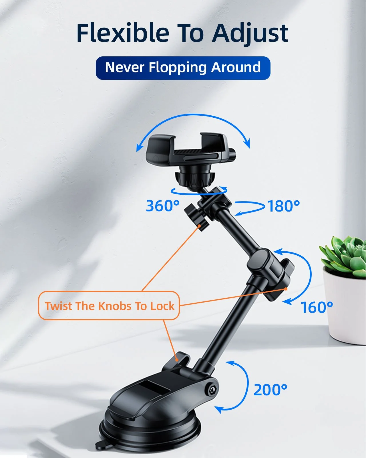 Universal Aluminum Car Phone Holder for Video Recording 4.7-7.2 inch Devices