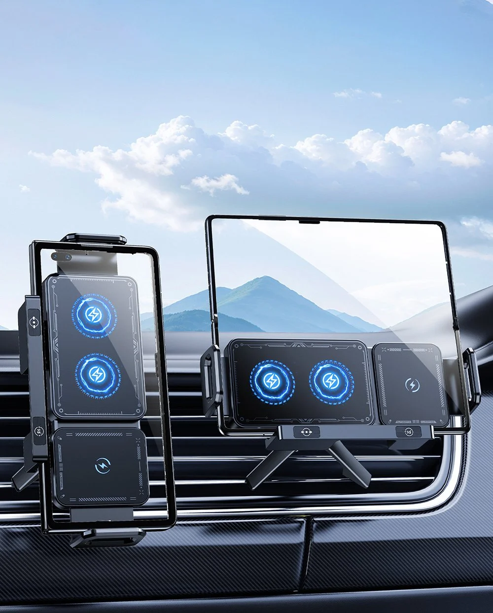 15W Wireless Car Charger & Foldable Air Vent Phone Holder – Fast Charging