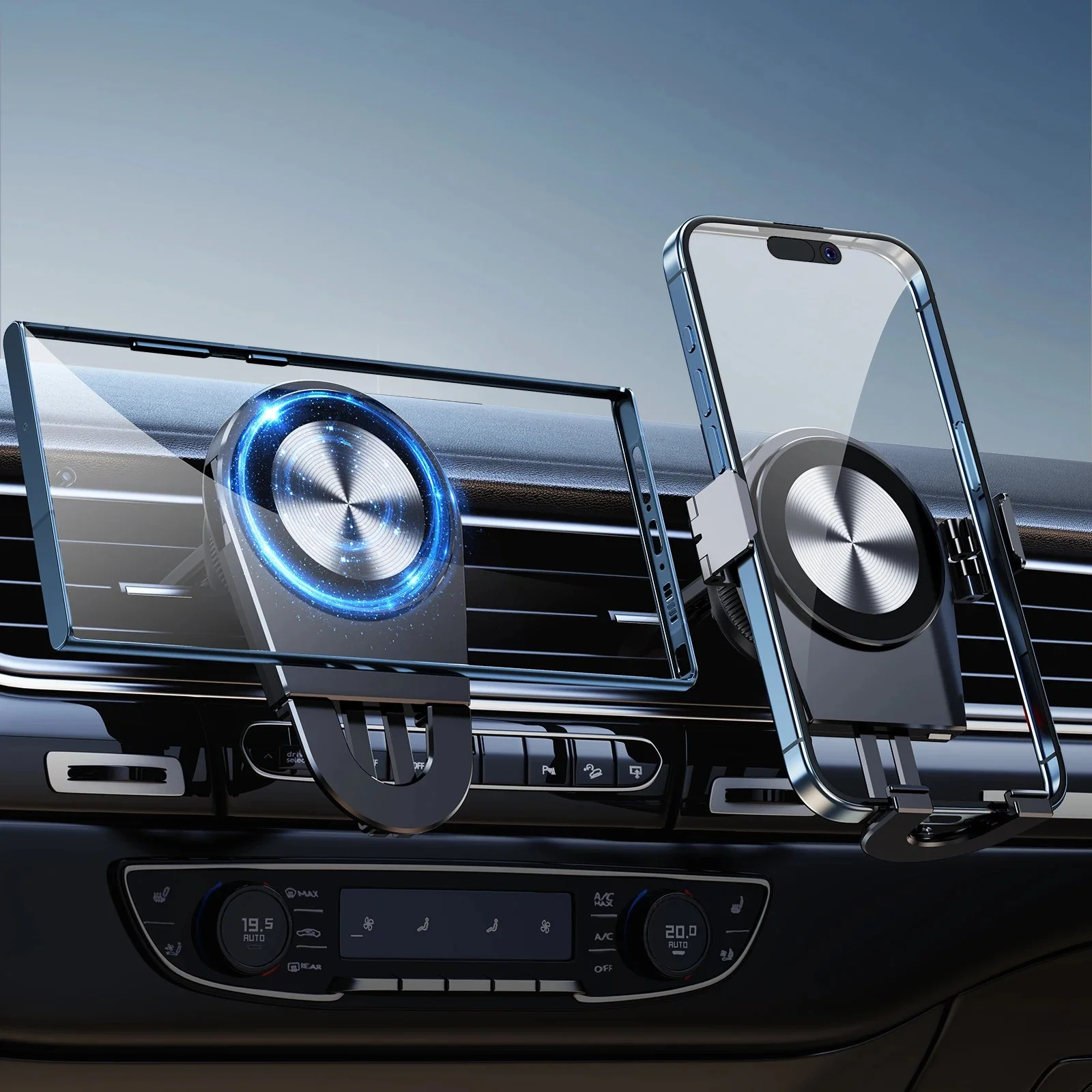 Magnetic Car Phone Holder with Air Vent Clip – Universal Aluminum Mount