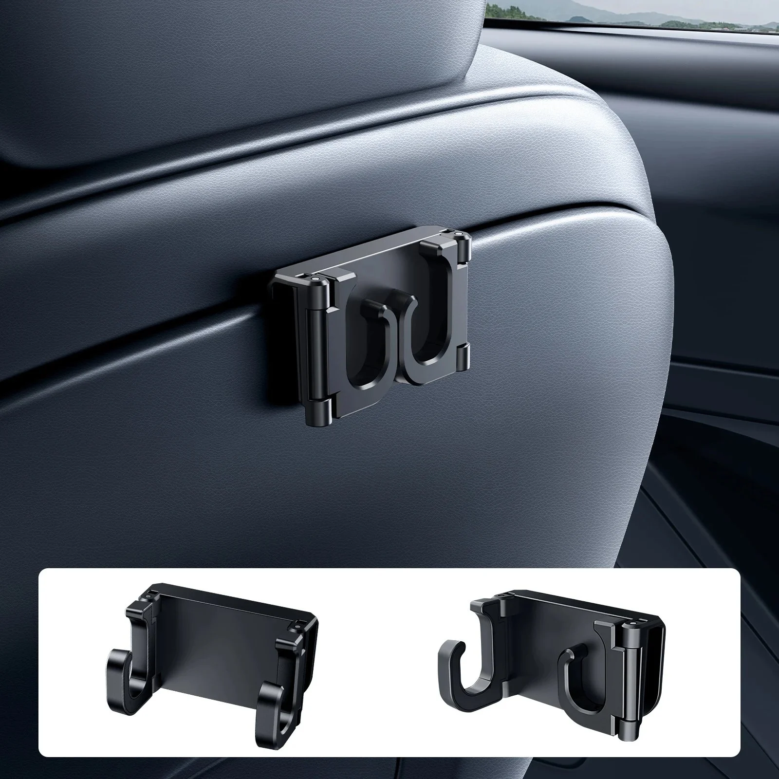Hidden Foldable Car Seat Headrest Hook for Tesla Model 3/Y – Dual Hanger Clip
