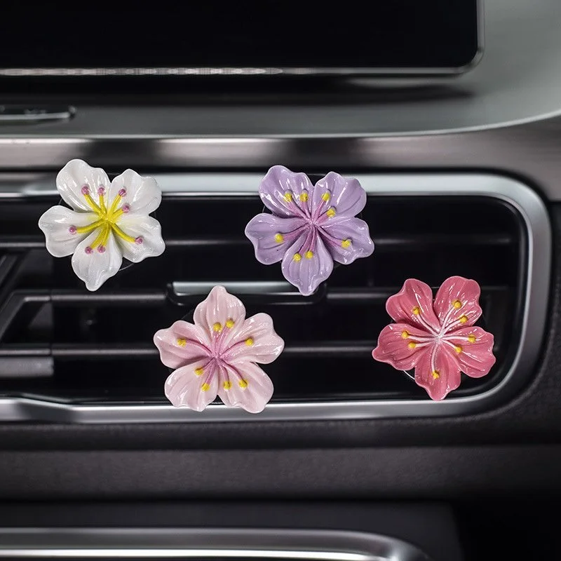 2pcs Floral Car Air Vent Clip – Decorative Resin Fragrance Diffuser Set