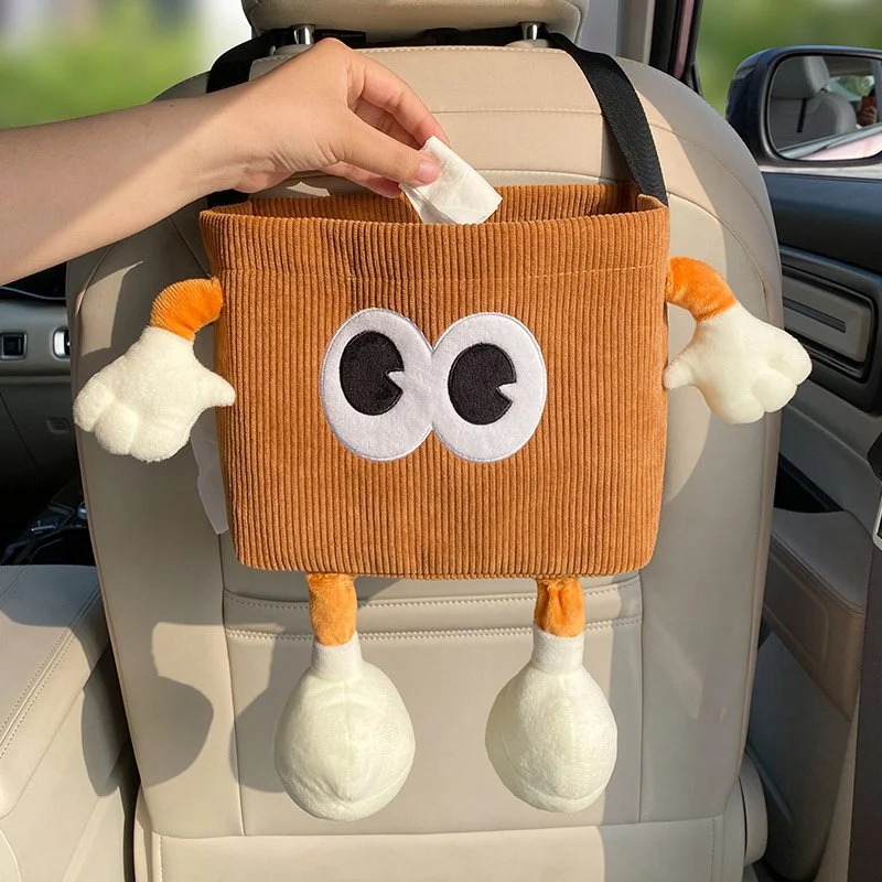 Fabric Car Organizer with Trash Bin, Tissue Holder & Umbrella Storage