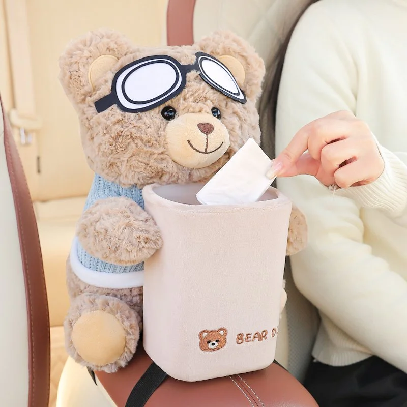 2-in-1 Car Tissue Box & Trash Can – Cute Cartoon Storage for Car & Office