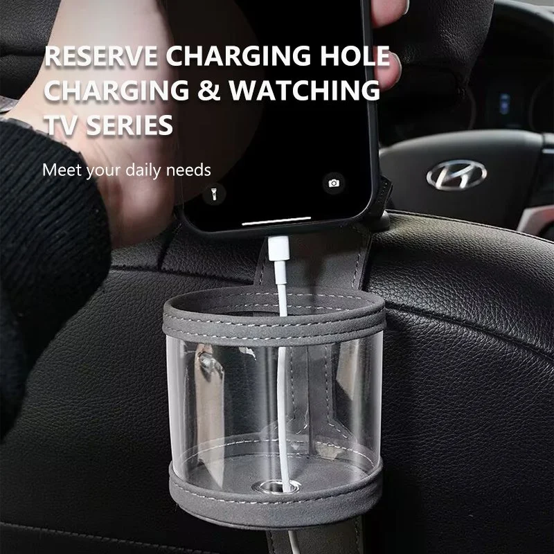 Universal Car Headrest Hook with Cup Holder