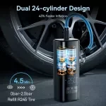 Dual-Cylinder Portable Car Air Compressor with Auto-Stop & LED Light