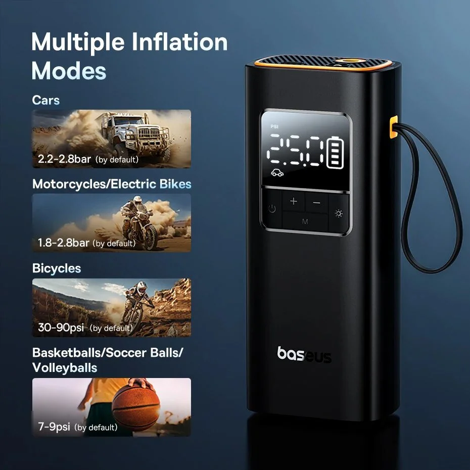 Portable Wireless Car Air Pump with LCD Display – Fast Cordless Tire Inflator