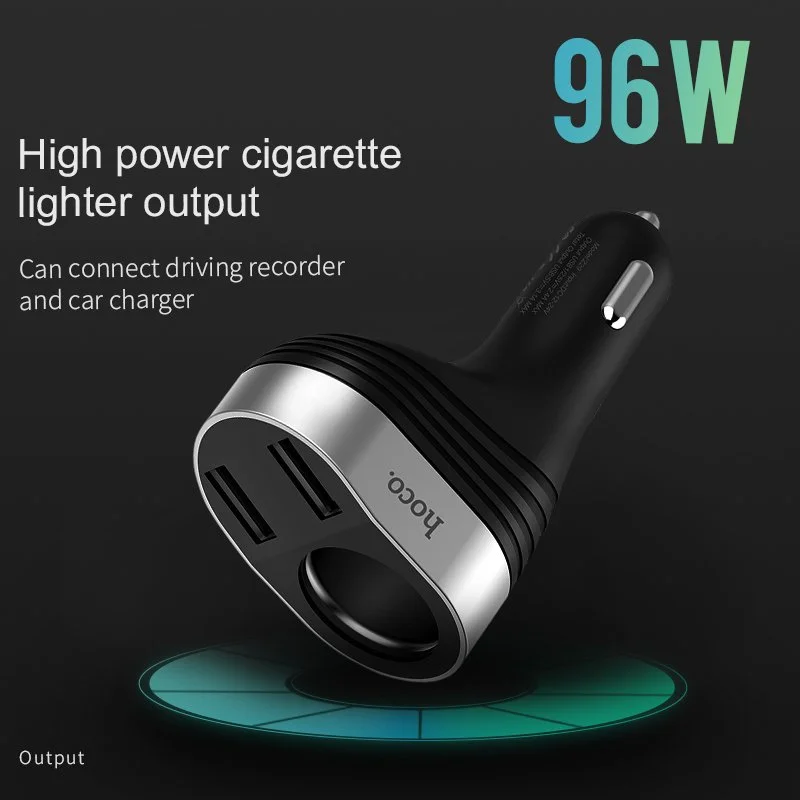 3.1A Dual USB Car Charger Cup with LED Display & 2 Cigarette Lighter Sockets