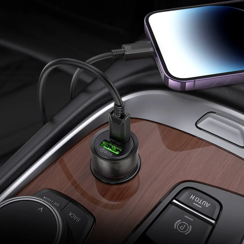 Transparent 38W Dual USB-C Car Charger Adapter