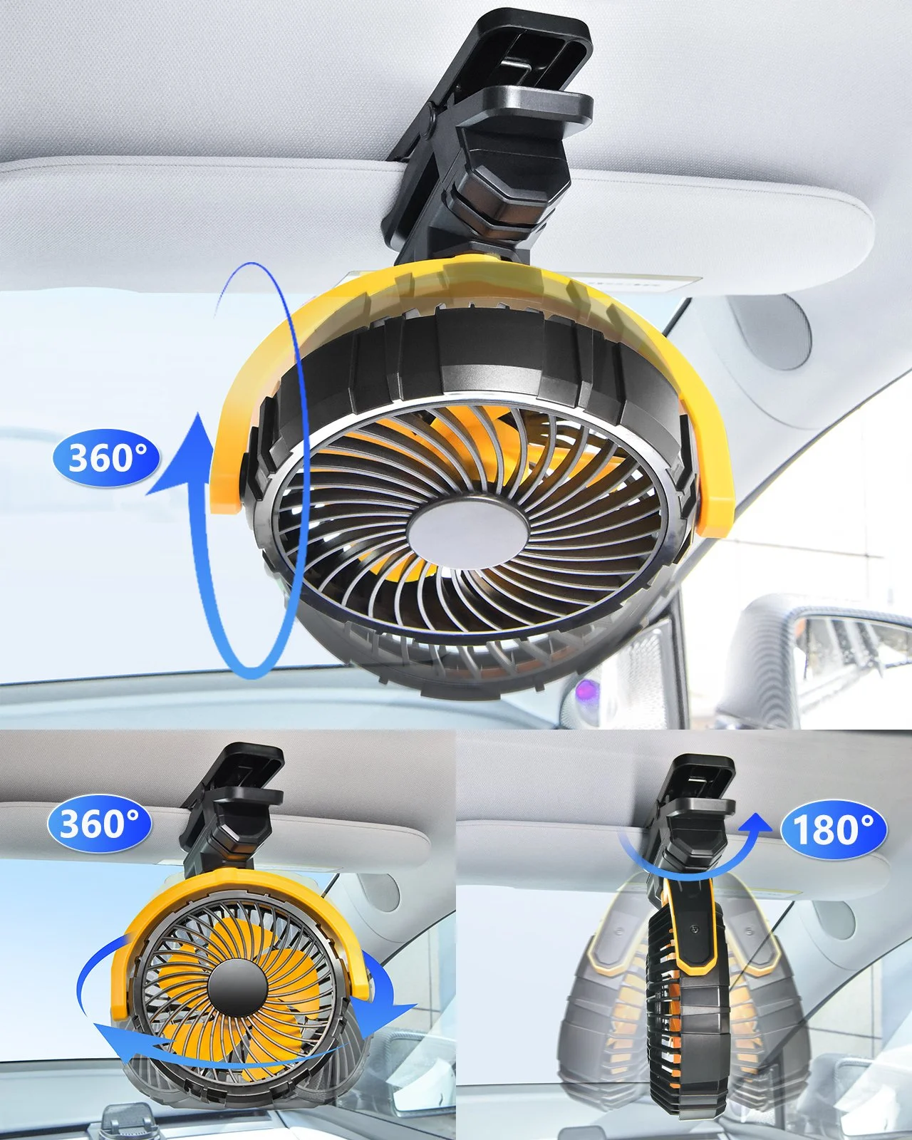 Portable Rechargeable Clip-On Car & Travel Fan – 3-Speed Cooling Breeze