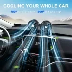 Dual Head Car Fan with USB Charging - 360° Rotation & Foldable Design