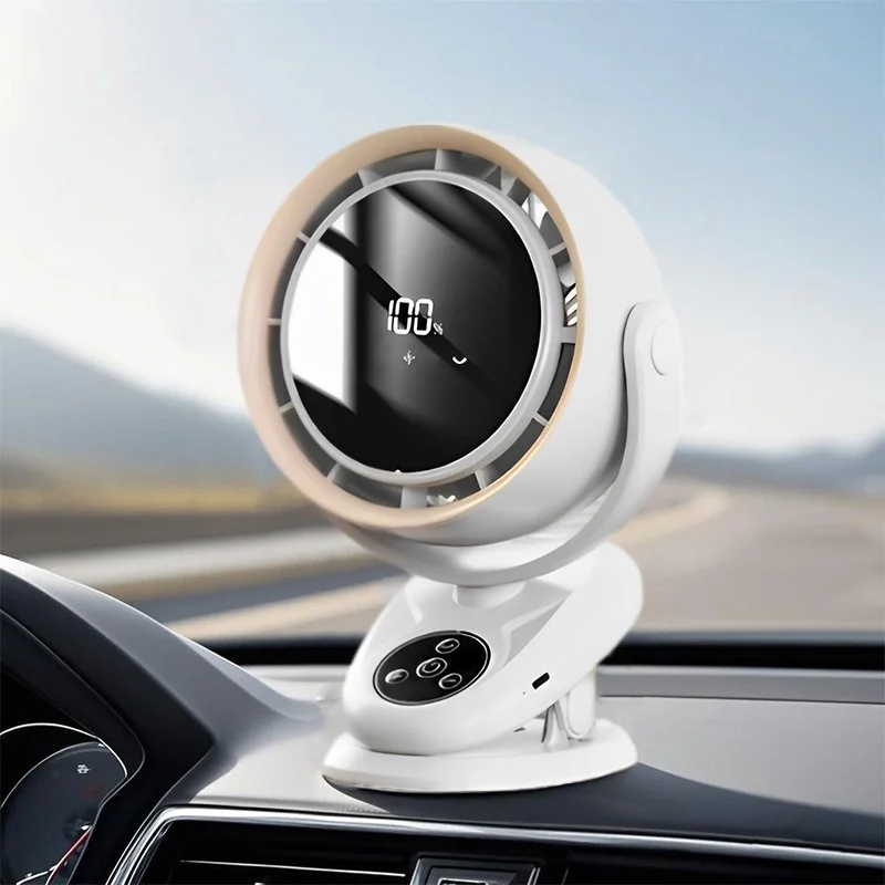Ultra-Quiet 5-Speed Car & Camping Fan with LED Display and Turbo Cooling
