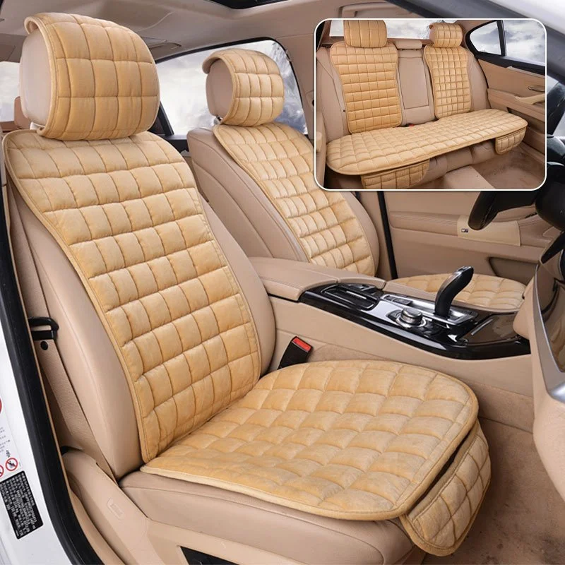 Plush Car Seat Cover with Backrest Pad