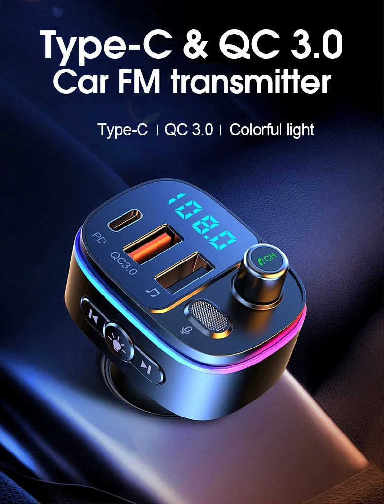 Bluetooth FM Transmitter with 20W PD Charging & Noise-Canceling Mic