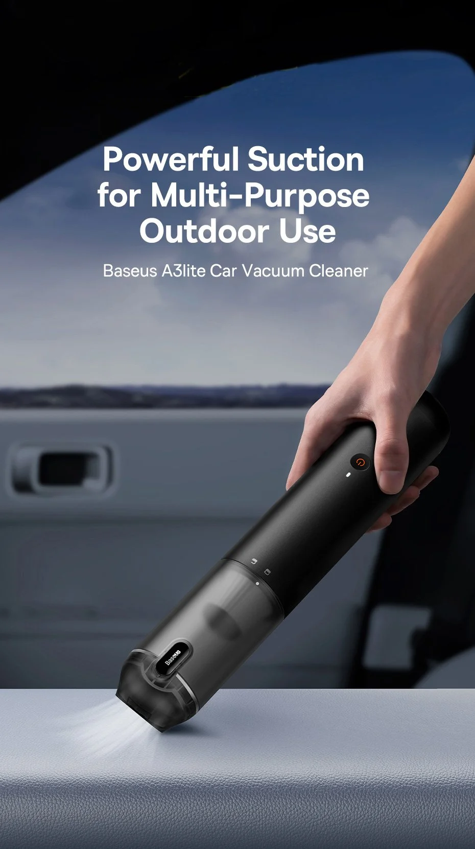 Portable 4-in-1 Car Vacuum Cleaner with 12000Pa Suction and Air Pump