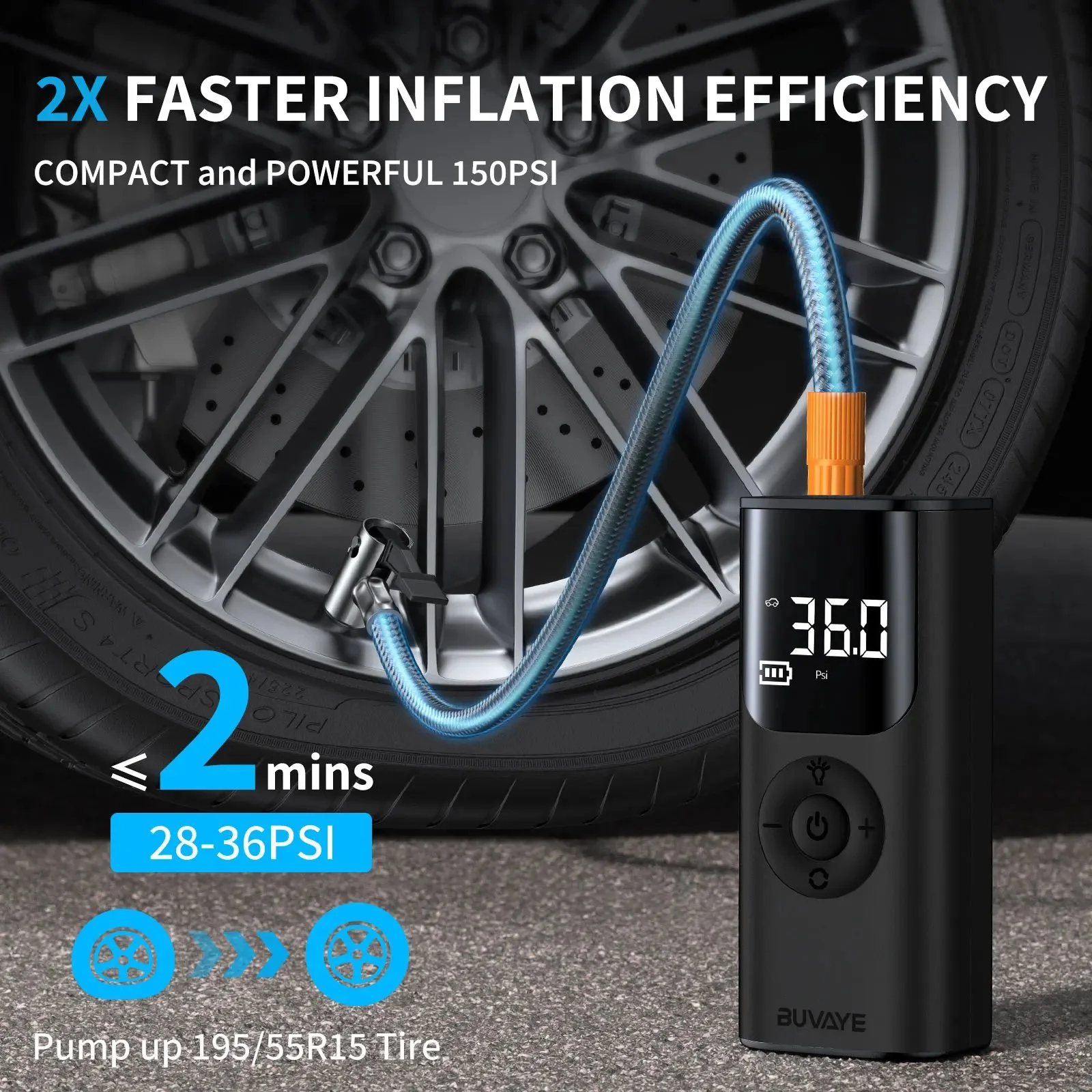 Portable Car Tire Inflator Air Compressor - Rechargeable Digital Air Pump for Cars, Motorcycles, Bicycles, and Boats