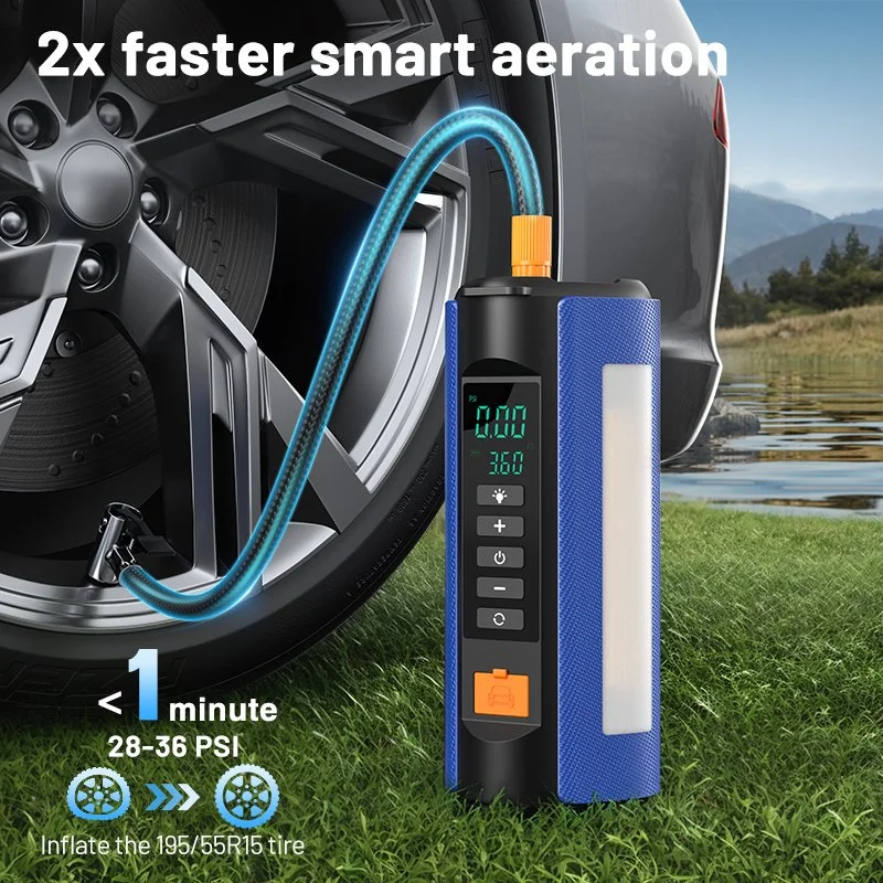 2000A Jump Starter & 150PSI Air Pump Power Bank – Multi-functional Car Booster & Tire Inflator