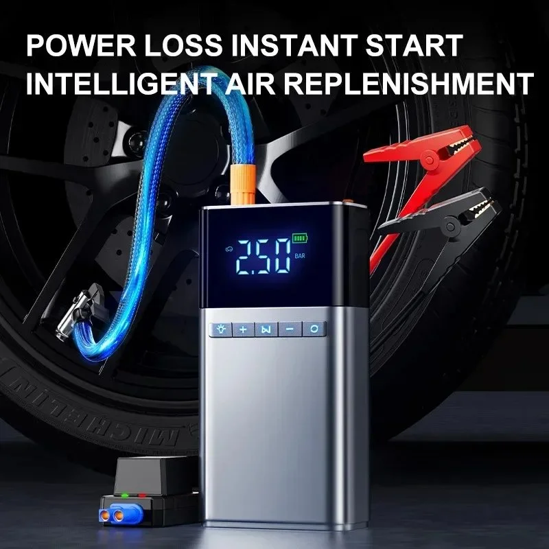 4-in-1 Car Jump Starter with Air Compressor, Power Bank & Tire Inflator