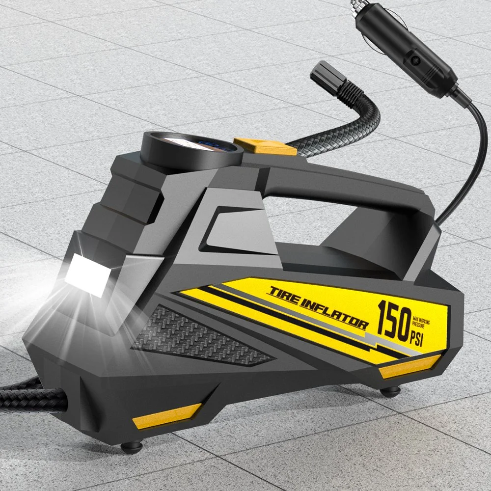 Portable 12V 150PSI Electric Tire Inflator Pump with LED Light - Car, Bike & Ball Air Compressor