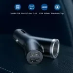 40W Dual USB Car Charger with Cigarette Lighter Slot – Fast Charging for 3 Devices