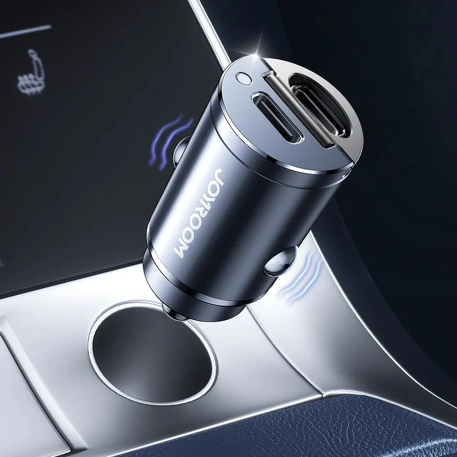 30W Dual Port USB-C Car Charger with Fast Charging & Pull Ring Design