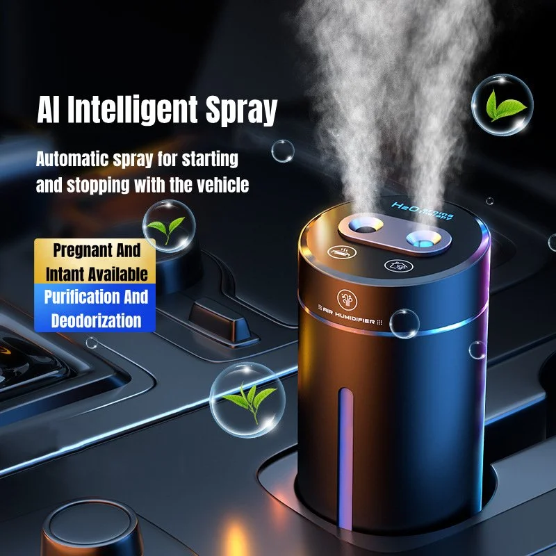 380ML Double Mist Car Air Humidifier & Essential Oil Diffuser with Mood Light