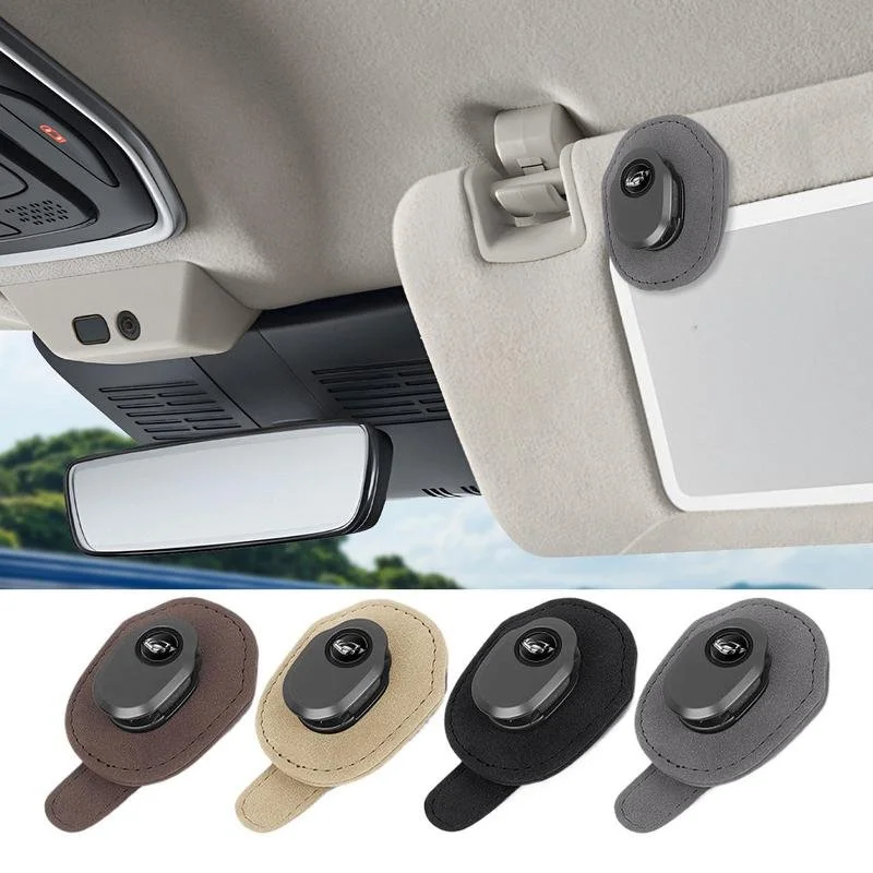 Car Visor Sunglasses Holder Clip – PU Leather Eyeglass Organizer