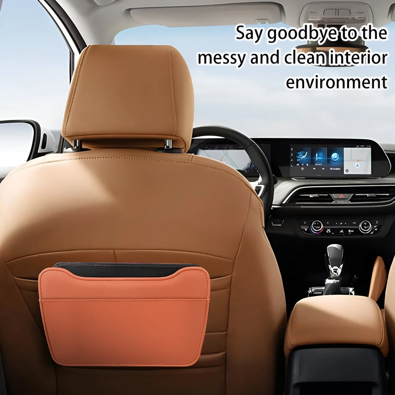 Auto Backseat Organizer & Hanging Storage Bag – Leather Car Pouch