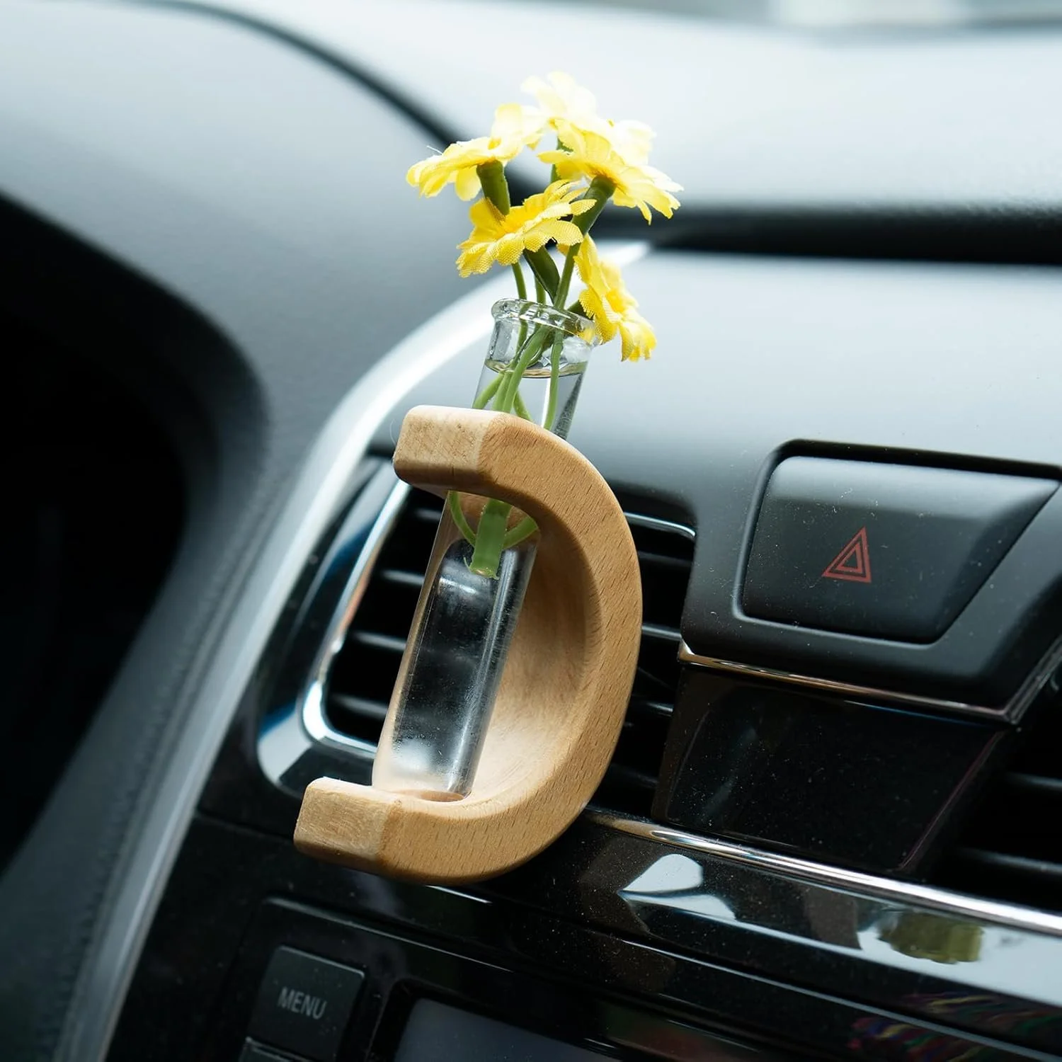 Wooden Car Flower Vase Clip Holder for Dashboard and Vent Decoration