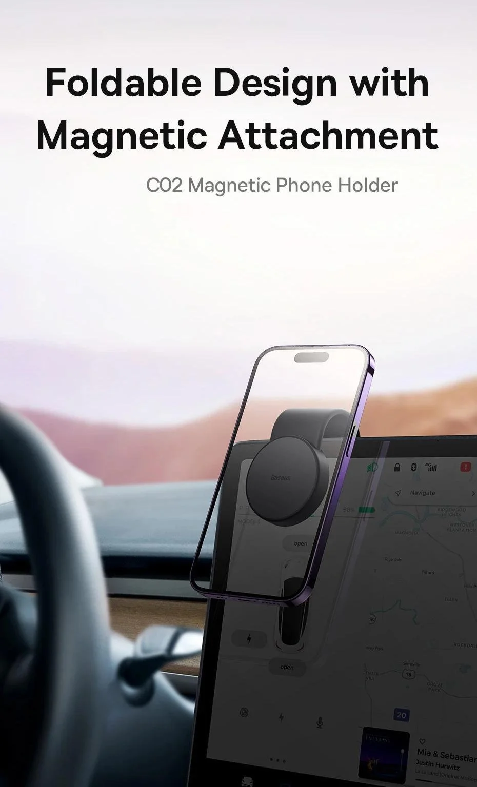 Magnetic Foldable Car Phone Holder for Dashboard