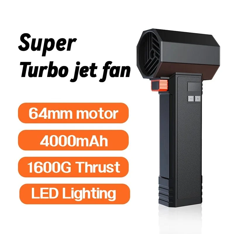 High-Speed Turbo Handheld Fan with LED Light – 1600G Thrust Power