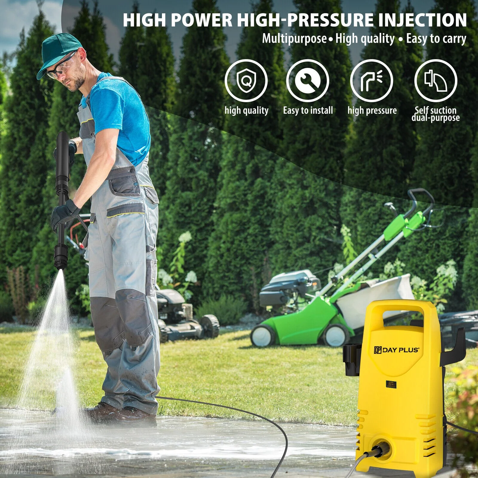125Bar Electric High Pressure Washer with Adjustable Nozzle & Quick Connect Kit