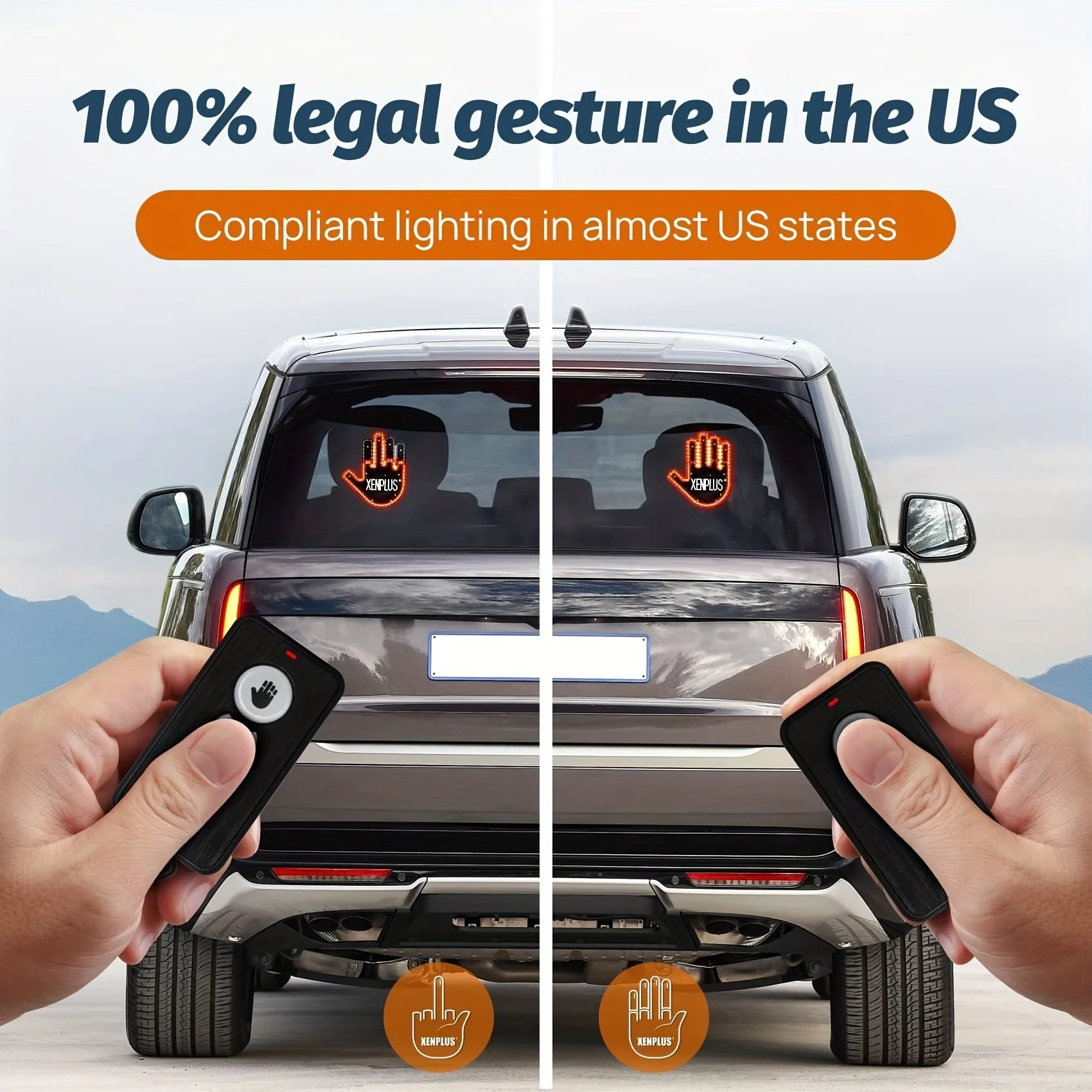 LED Car Gesture Warning Light with Remote Control – Rear Window Signal Display