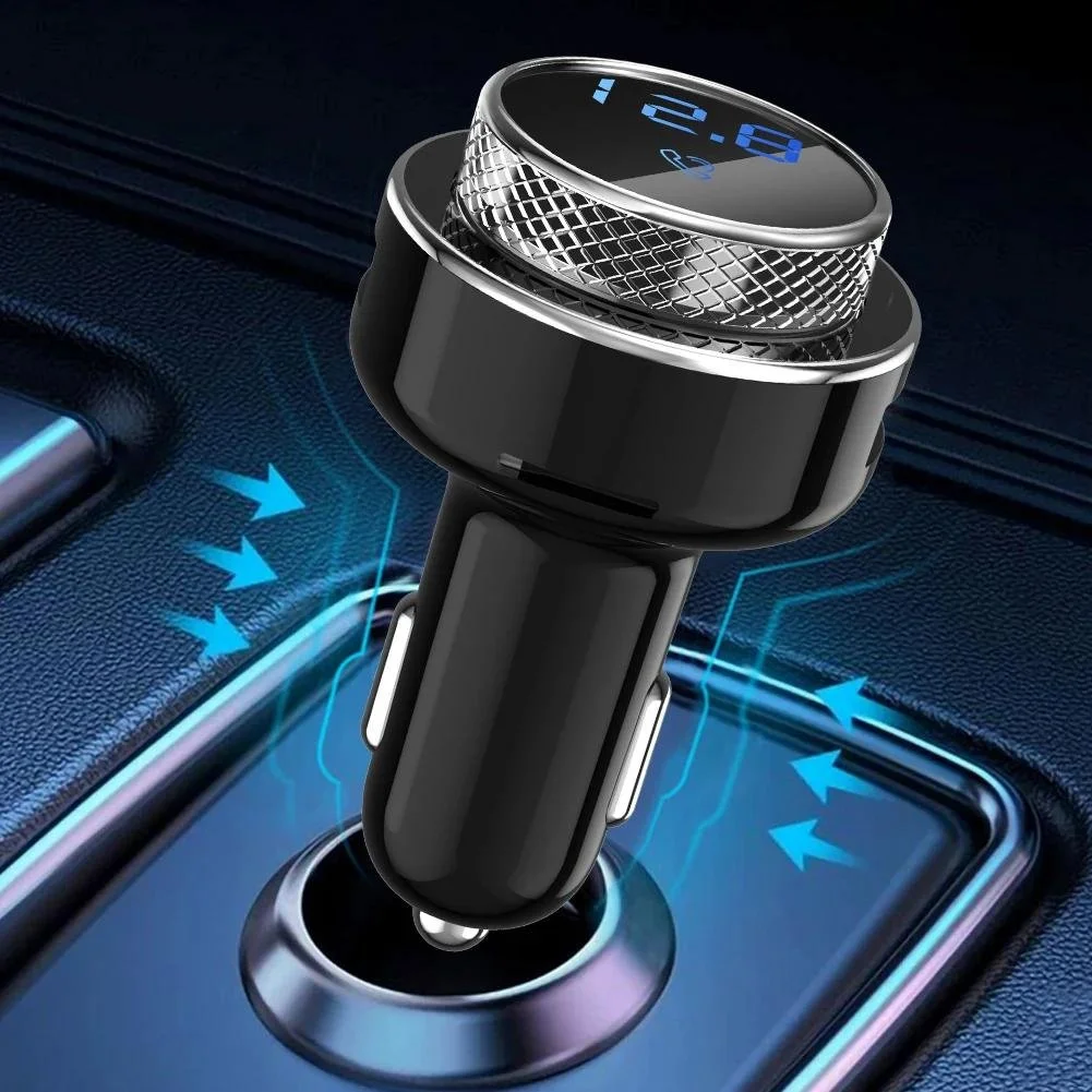 Bluetooth FM Transmitter Car Adapter with Hands-Free, MP3, Dual USB QC3.0 Charger