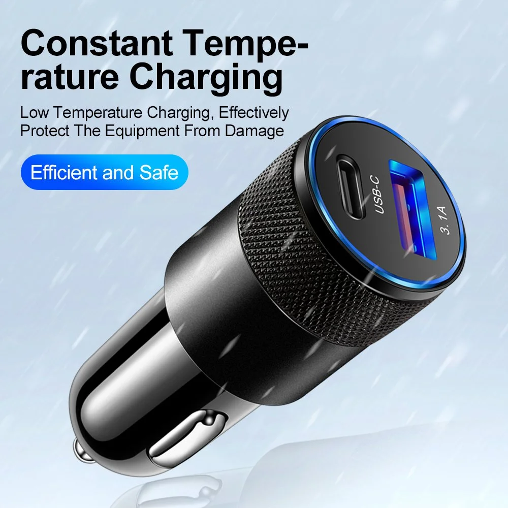 Dual Port USB Type C Fast Car Charger