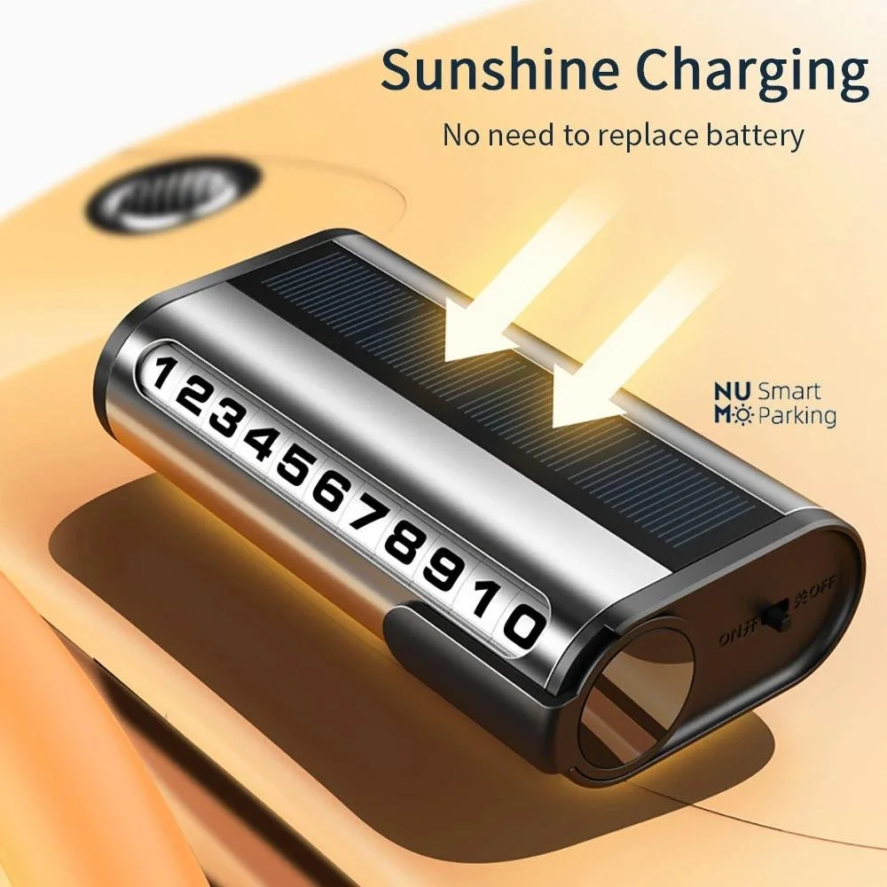 Solar Charging Car Parking Number Plate with Luminous Display and Privacy Cover