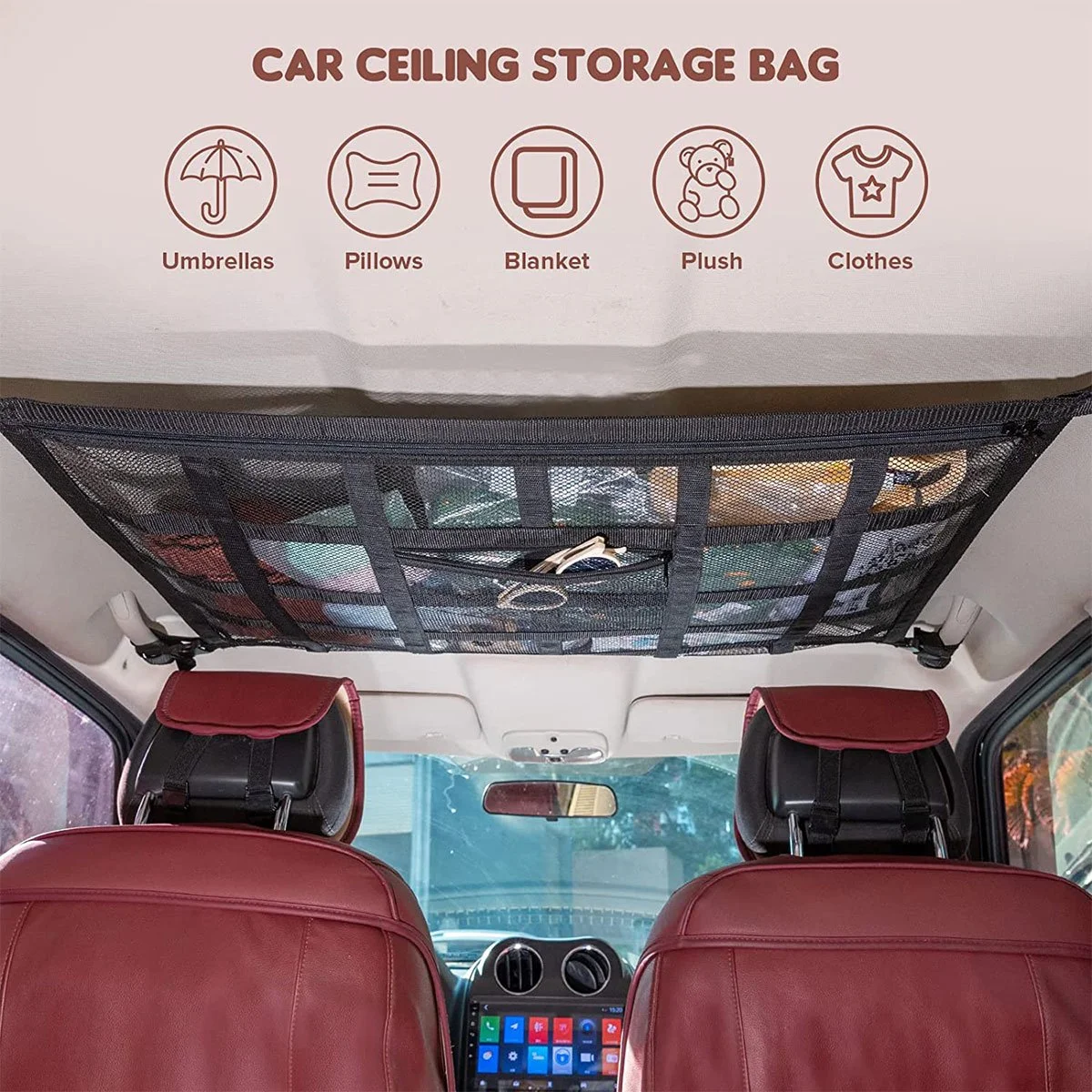Heavy-Duty Car Roof Mesh Organizer