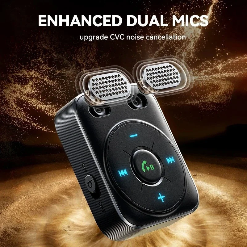 Bluetooth 5.4 Car AUX Receiver with Dual Mics, Bass Boost & Noise Cancellation