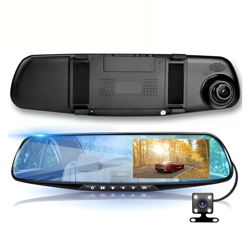 4.2" Rear View Mirror Dash Cam with Dual Lens, 1080P HD, Loop Recording, G-Sensor