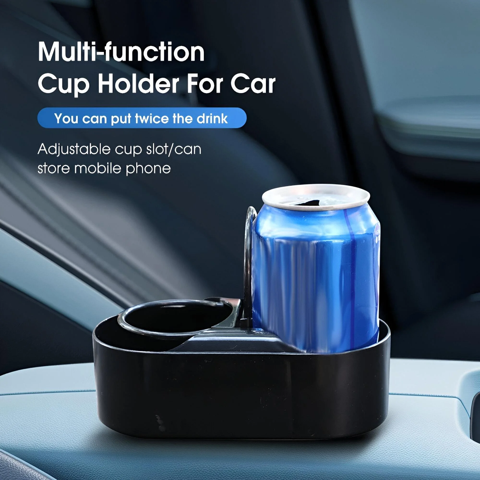 Car Armrest Storage Box with Dual Cup Holder – Stick-On Design