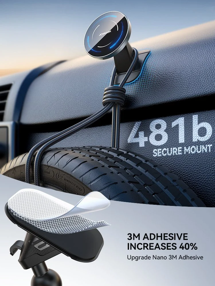 Magnetic Car Phone Holder with Wireless Charging for Dashboard & Air Vent