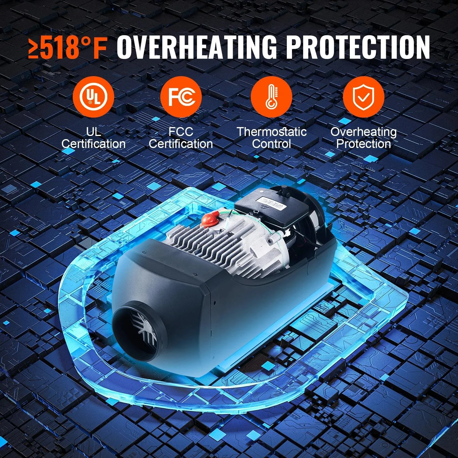 12V Diesel Air Heater with Remote Control & Silencer
