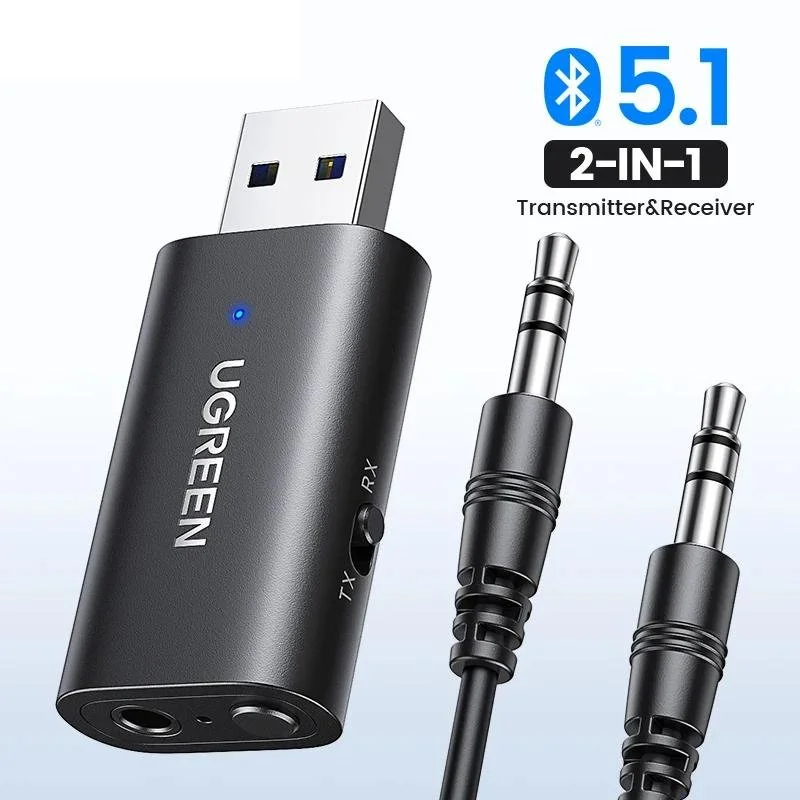 2-in-1 Bluetooth 5.1 Audio Adapter for Car, Speaker & AUX Devices – TX/RX Mode