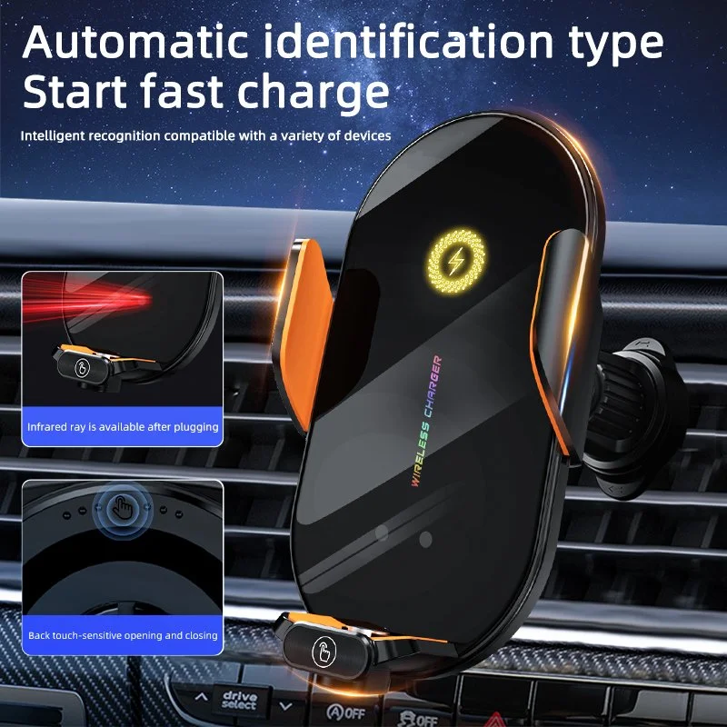66W Wireless Fast Car Charger Mount with Auto Clamping & Infrared Sensor